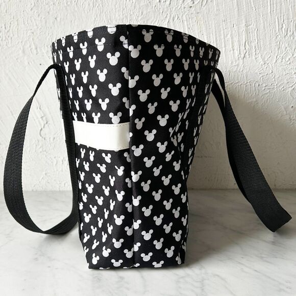 Disney Mickey Mouse Tote Bag Black/White Mickey Print Canvas Bag Zip Top - Picture 7 of 11